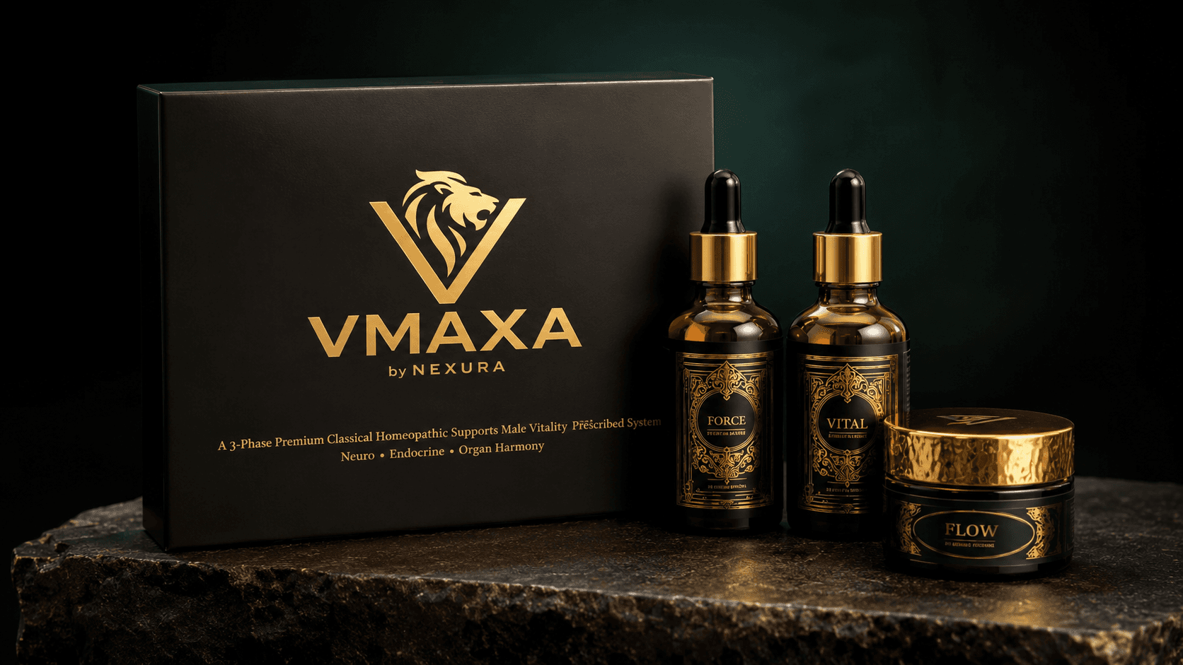 VMAXA natural male vitality system product packaging by Nexura Premier Pakistan